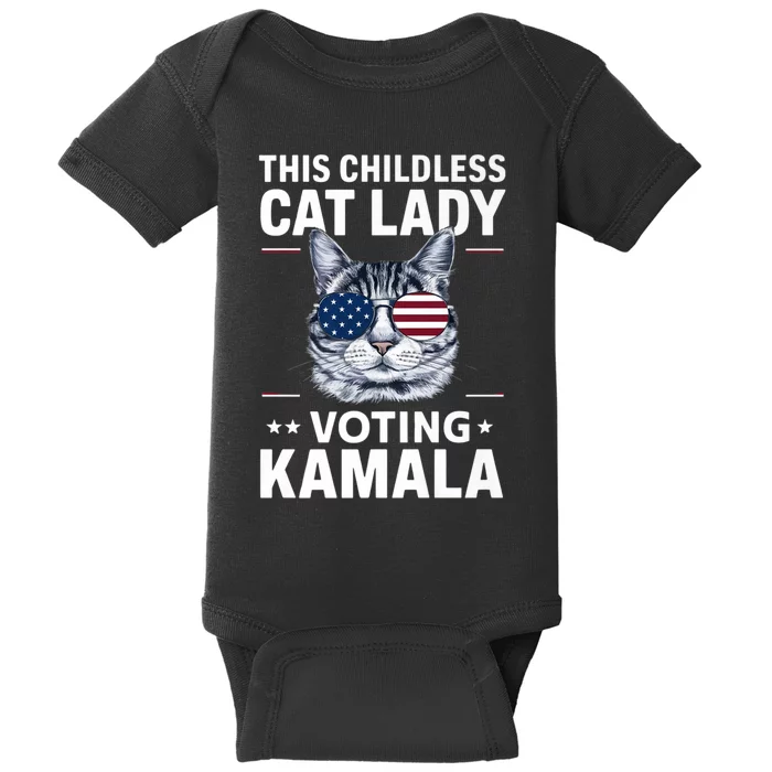 This Childless Cat Lady Is Voting Kamala Harris 2024 Baby Bodysuit