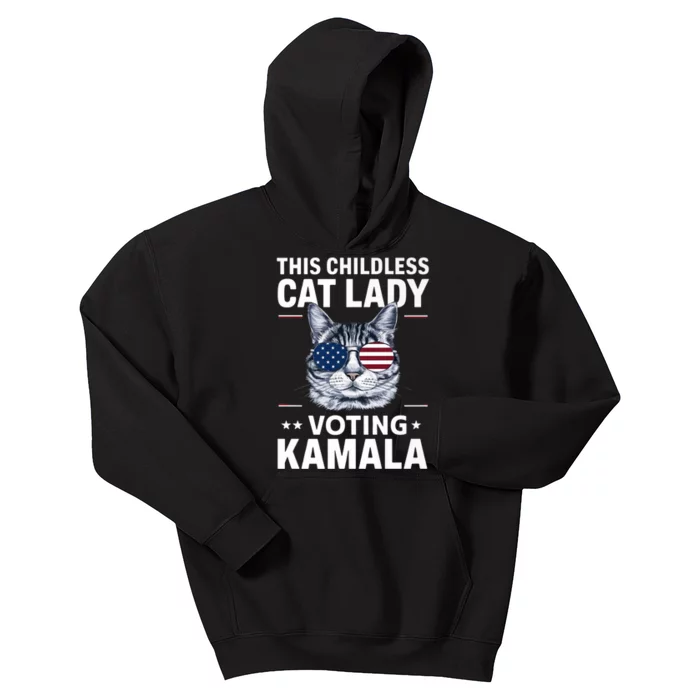 This Childless Cat Lady Is Voting Kamala Harris 2024 Kids Hoodie