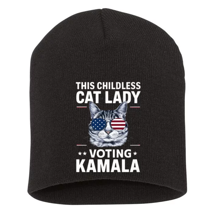 This Childless Cat Lady Is Voting Kamala Harris 2024 Short Acrylic Beanie