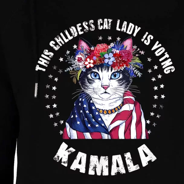 This Childless Cat Lady Ladies Is Voting Kamala 2024 Womens Funnel Neck Pullover Hood