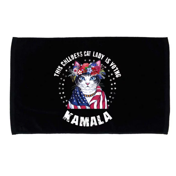 This Childless Cat Lady Ladies Is Voting Kamala 2024 Microfiber Hand Towel