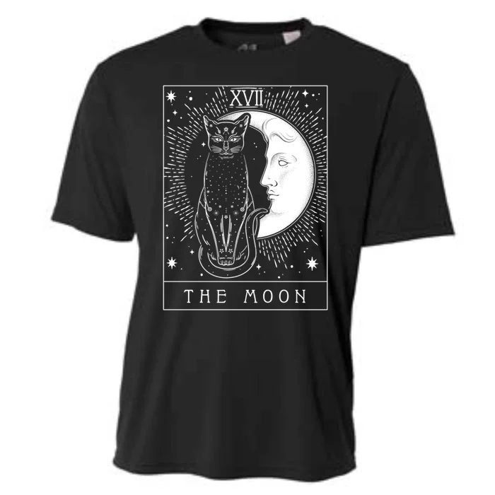 Tarot Card Crescent Moon And Cat Graphic Gift Cooling Performance Crew T-Shirt