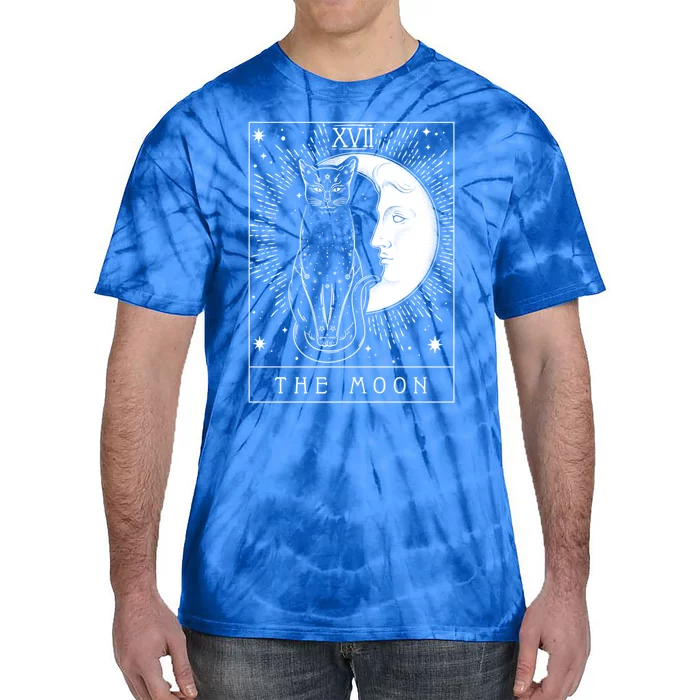 Tarot Card Crescent Moon And Cat Graphic Gift Tie-Dye T-Shirt