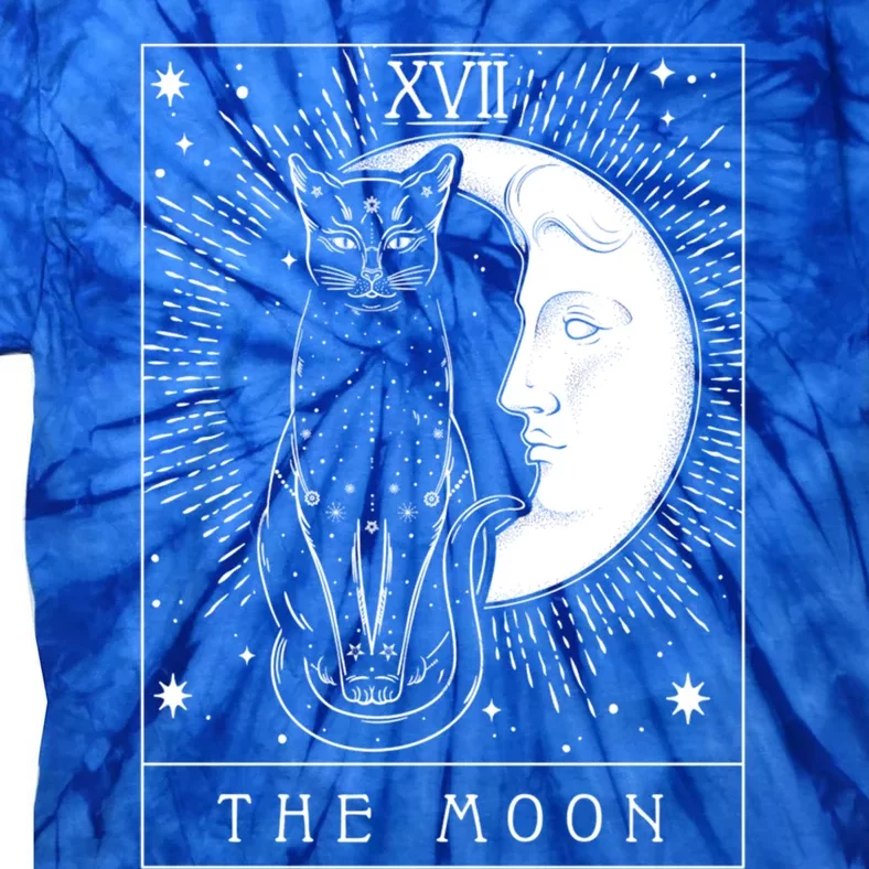 Tarot Card Crescent Moon And Cat Graphic Gift Tie-Dye T-Shirt