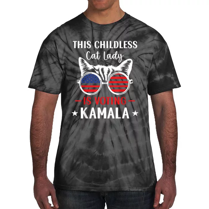 This Childless Cat Lady Is Voting Kamalaharris Tie-Dye T-Shirt