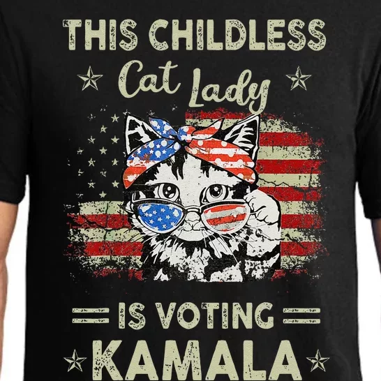 This Childless Cat Lady Is Voting Kamalaharris 2024 Gift Pajama Set