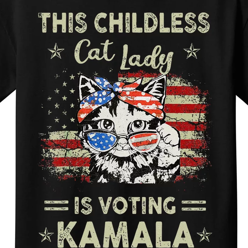 This Childless Cat Lady Is Voting Kamalaharris 2024 Gift Kids T-Shirt