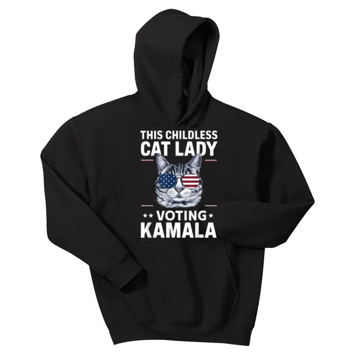 This Childless Cat Lady Is Voting Kamalaharris 2024 Kids Hoodie