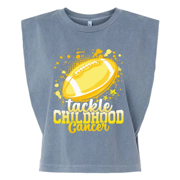 Tackle Childhood Cancer Football Childhood Cancer Awareness Garment-Dyed Women's Muscle Tee