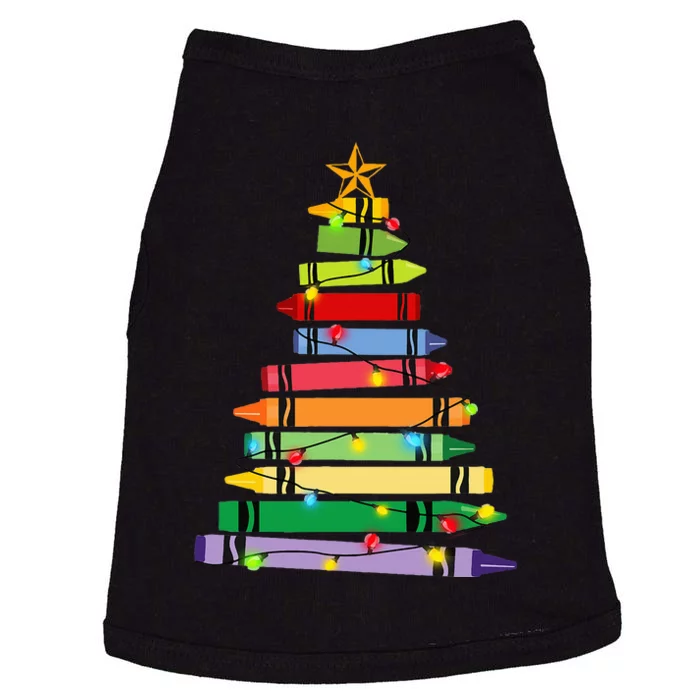 Teacher Christmas Crayon Tree Light Gifts Student Doggie Tank