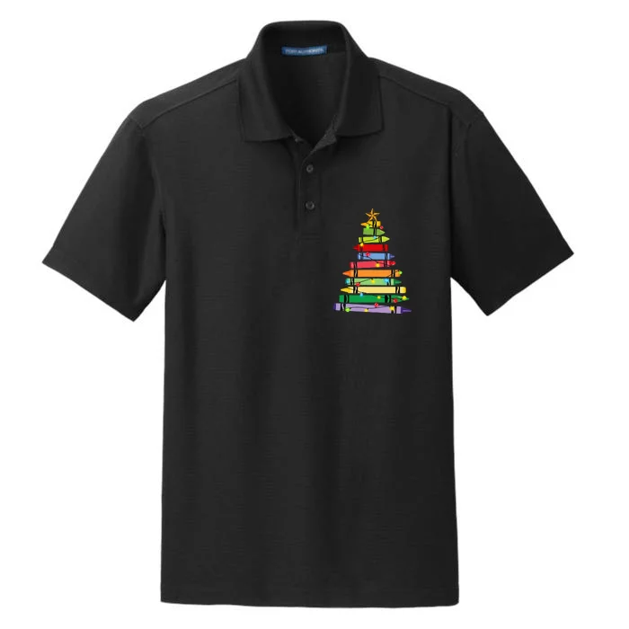 Teacher Christmas Crayon Tree Light Gifts Student Dry Zone Grid Performance Polo