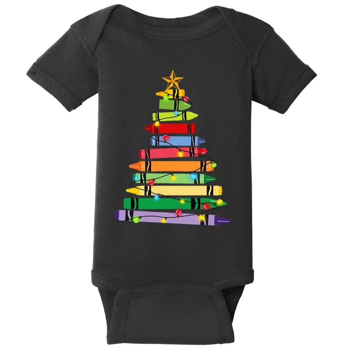 Teacher Christmas Crayon Tree Light Gifts Student Baby Bodysuit