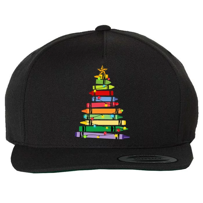 Teacher Christmas Crayon Tree Light Gifts Student Wool Snapback Cap