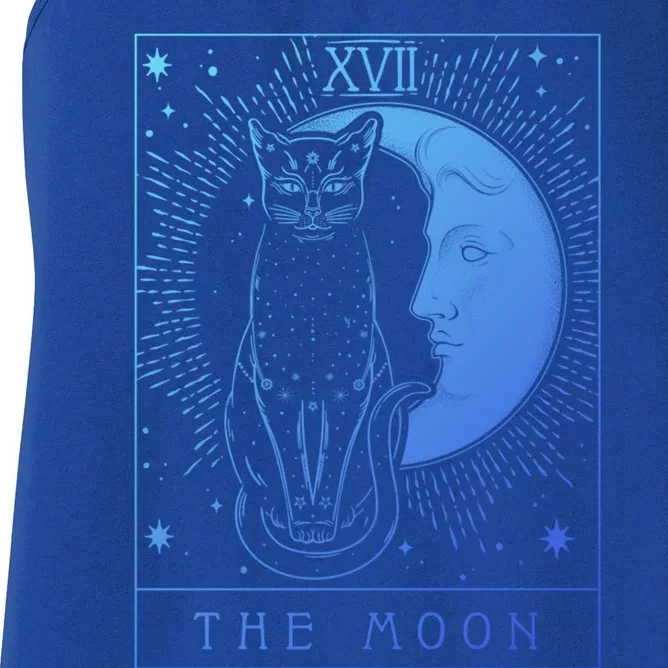 Tarot Card Crescent Moon And Cat Graphic Gift Women's Racerback Tank