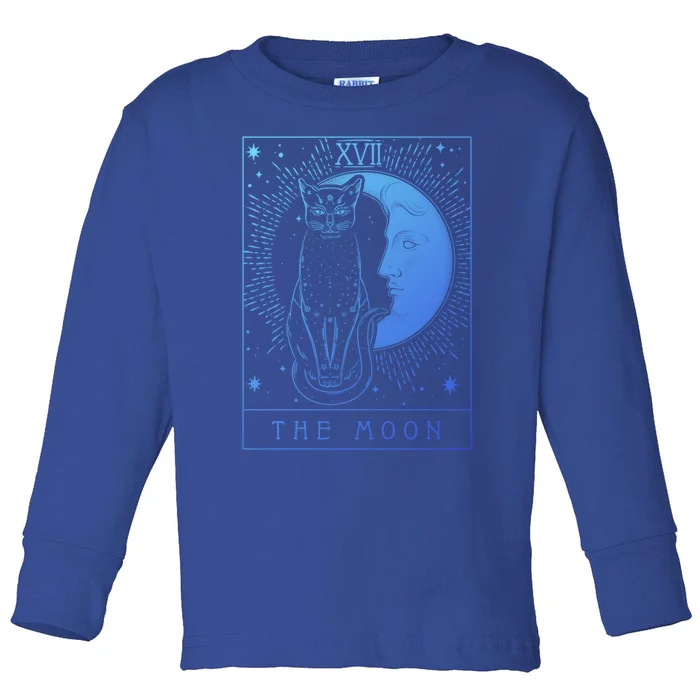 Tarot Card Crescent Moon And Cat Graphic Gift Toddler Long Sleeve Shirt