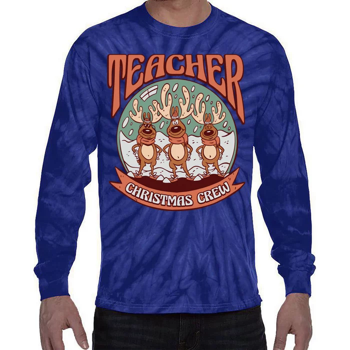 Teacher Christmas Crew Holiday Tie-Dye Long Sleeve Shirt