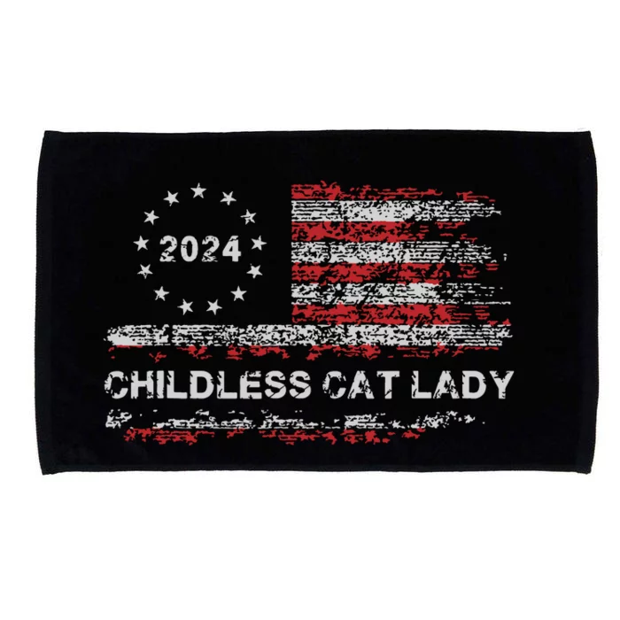 The Childless Cat Lady 2024 For President Us Flag Vintage Microfiber Hand Towel