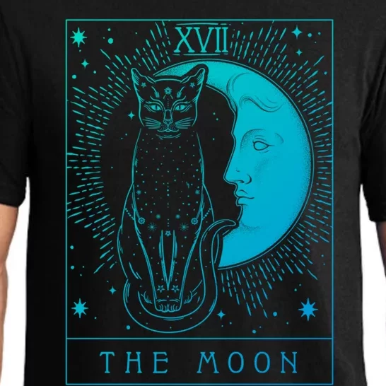 Tarot Card Crescent Moon And Cat Graphic Gift Pajama Set