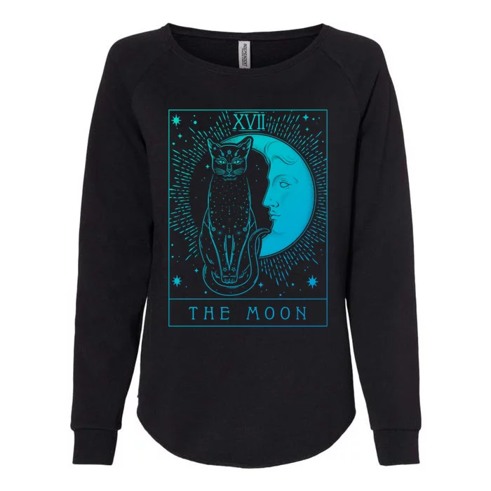 Tarot Card Crescent Moon And Cat Graphic Gift Womens California Wash Sweatshirt