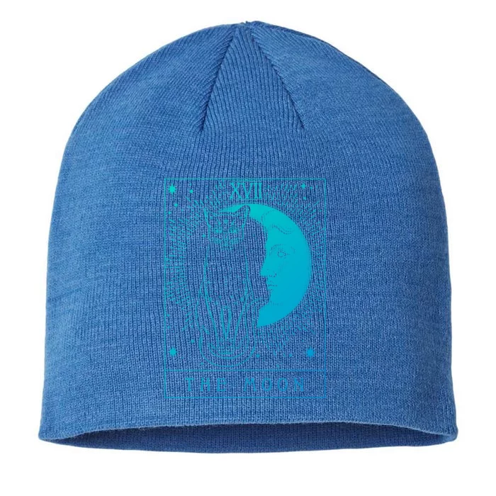 Tarot Card Crescent Moon And Cat Graphic Gift 8 1/2in Sustainable Knit Beanie