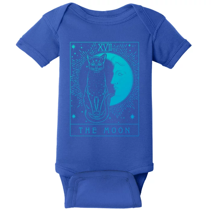 Tarot Card Crescent Moon And Cat Graphic Gift Baby Bodysuit