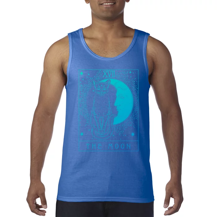 Tarot Card Crescent Moon And Cat Graphic Gift Tank Top