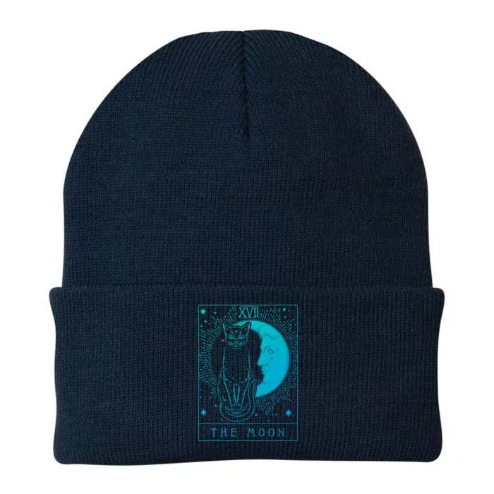 Tarot Card Crescent Moon And Cat Graphic Gift Knit Cap Winter Beanie