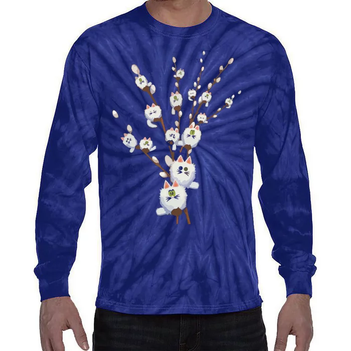 Tree Cat Cute Funny Tie-Dye Long Sleeve Shirt