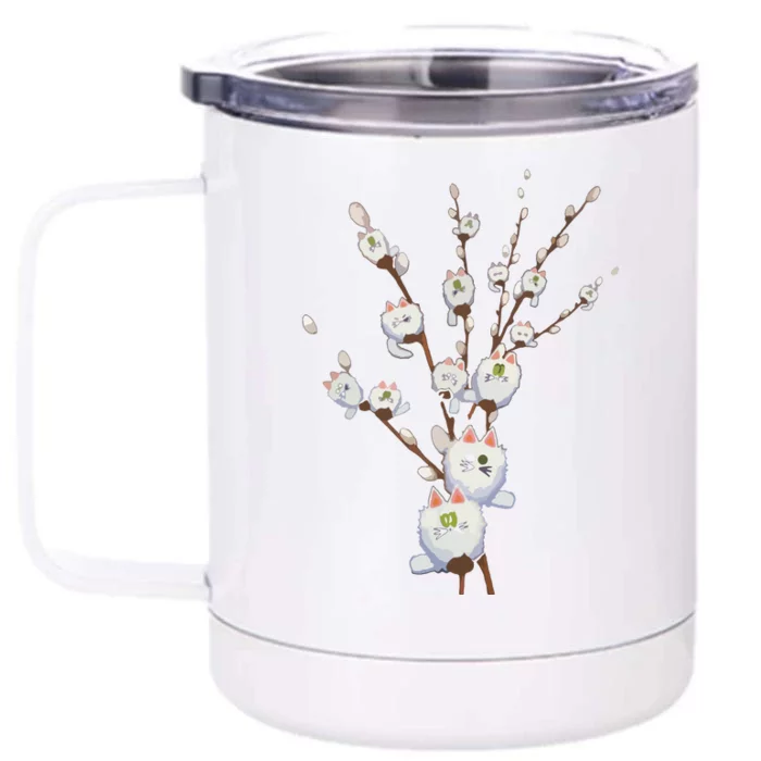 Tree Cat Cute Funny Front & Back 12oz Stainless Steel Tumbler Cup