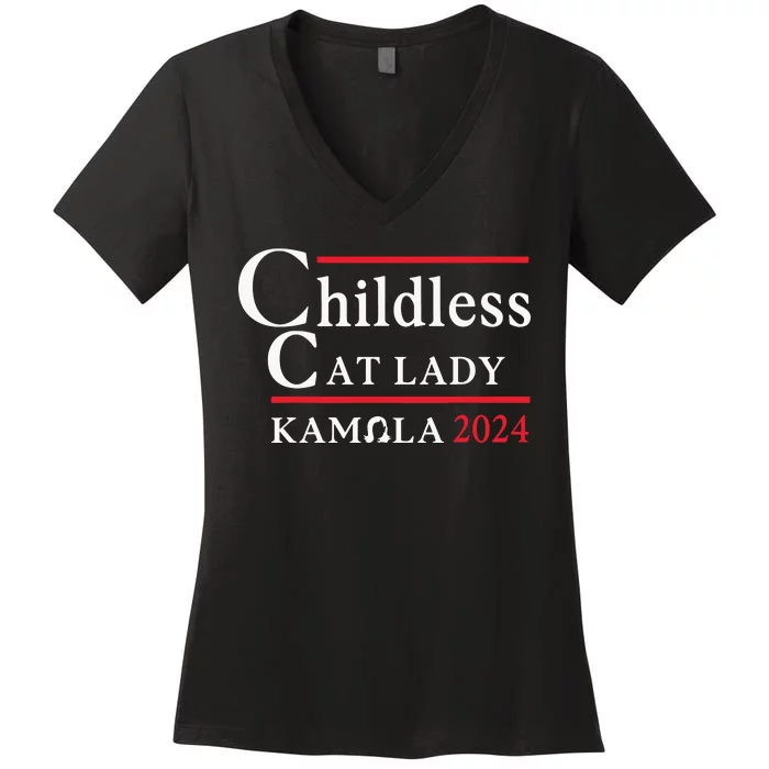 This Childless Cat Lady Is Voting Kamala Women's V-Neck T-Shirt