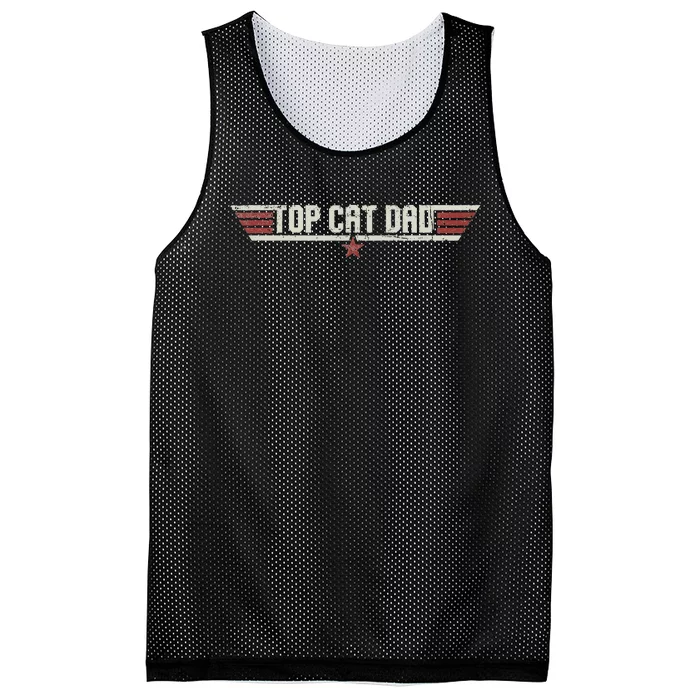 Top Cat Dad Funny Vintage 80's Gift Cat Father Father's Day Mesh Reversible Basketball Jersey Tank