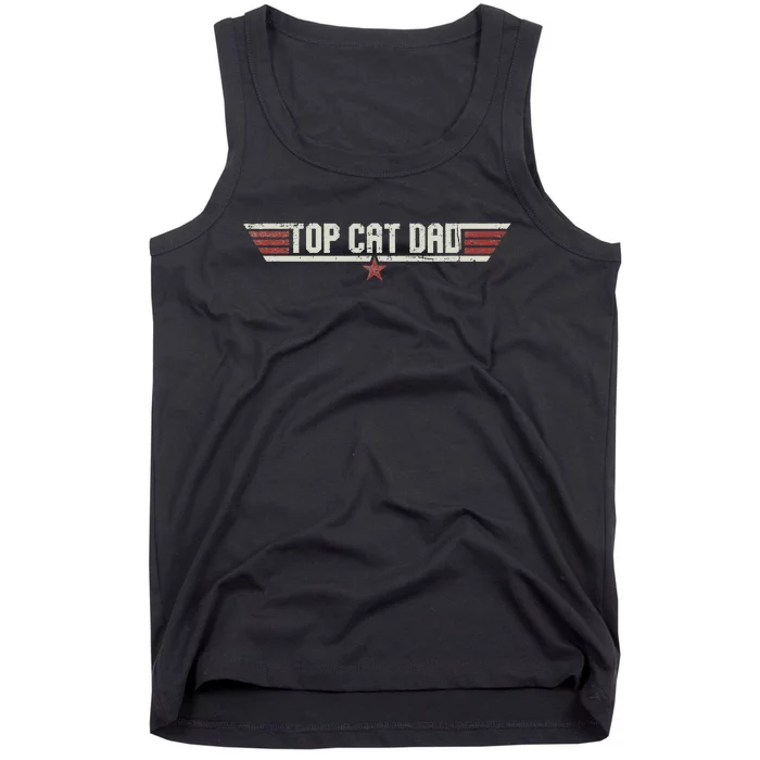 Top Cat Dad Funny Vintage 80's Gift Cat Father Father's Day Tank Top