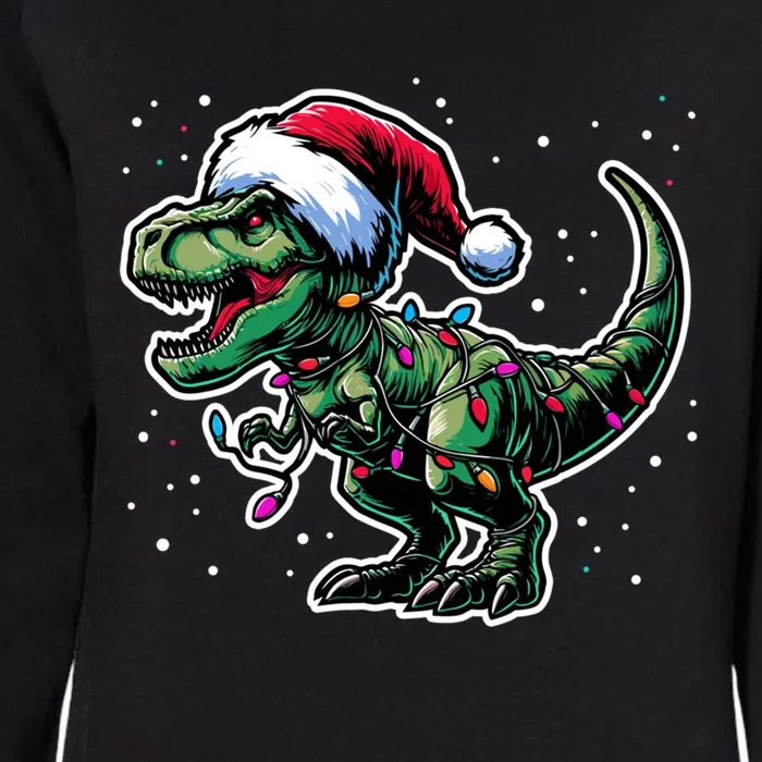 Trex Christmas Dinosaur Christmas Lights Gift Womens California Wash Sweatshirt