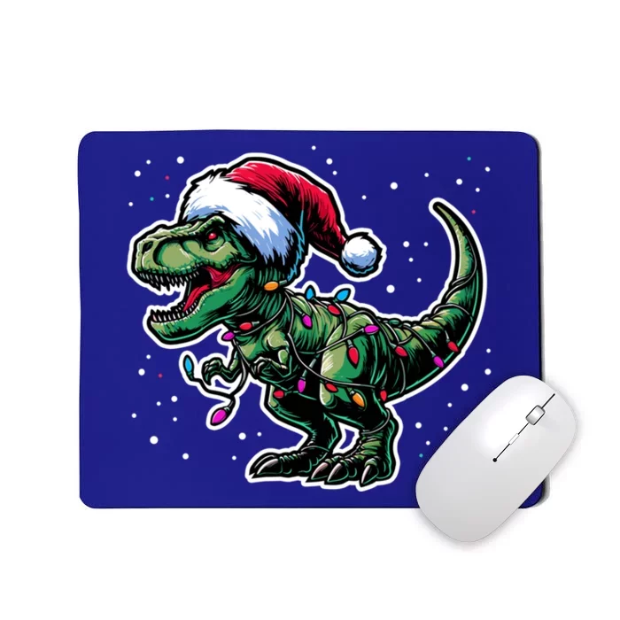 Trex Christmas Dinosaur Christmas Lights Gift Mousepad