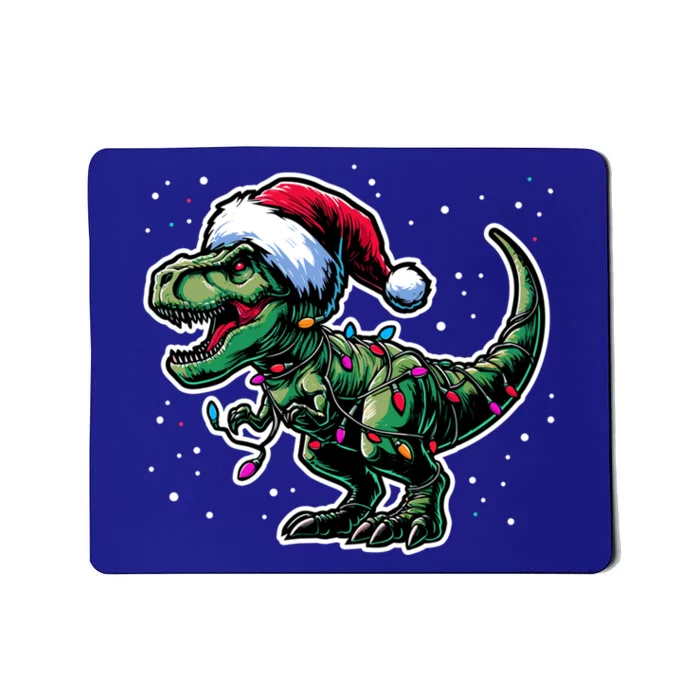 Trex Christmas Dinosaur Christmas Lights Gift Mousepad