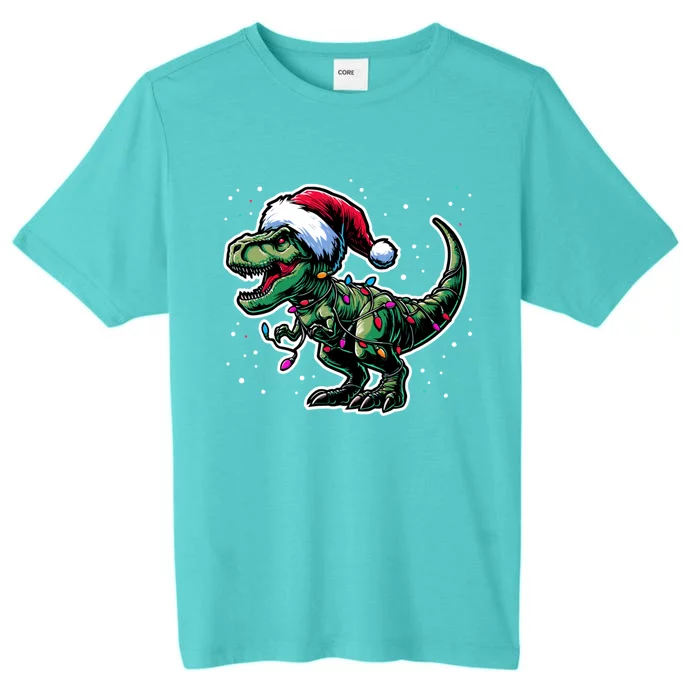 Trex Christmas Dinosaur Christmas Lights Gift ChromaSoft Performance T-Shirt