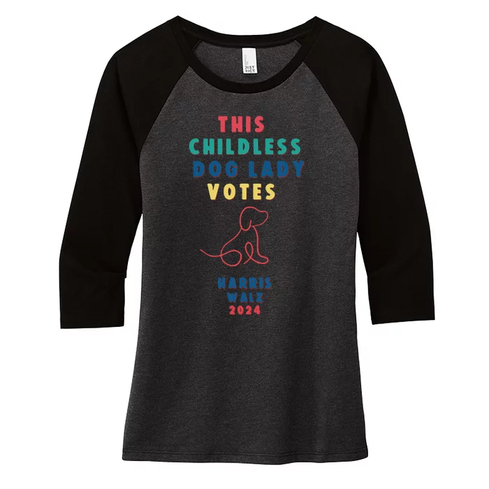 This Childless Dog Lady Votes Kamala Harris Walz Women's Tri-Blend 3/4-Sleeve Raglan Shirt