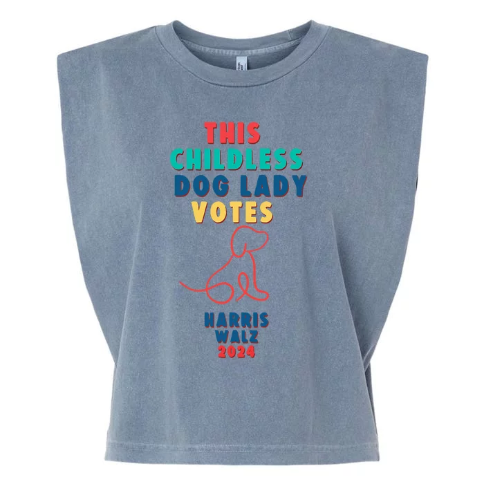 This Childless Dog Lady Votes Kamala Harris Walz Garment-Dyed Women's Muscle Tee