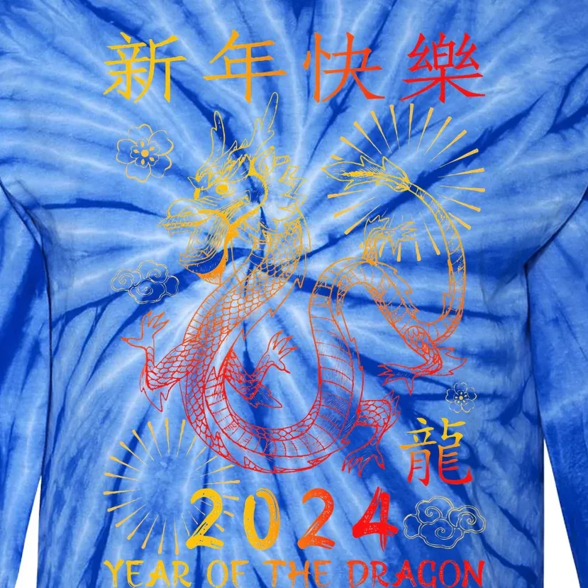 Traditional Chinese Dragon The Year Of The Dragon Tie-Dye Long Sleeve Shirt