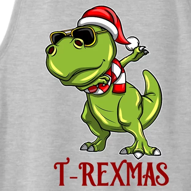 Trex Christmas Dino Ladies Tri-Blend Wicking Tank