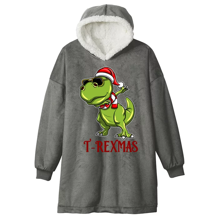 Trex Christmas Dino Hooded Wearable Blanket