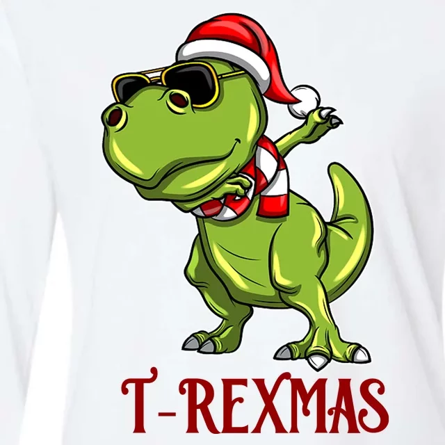 Trex Christmas Dino Womens Cotton Relaxed Long Sleeve T-Shirt