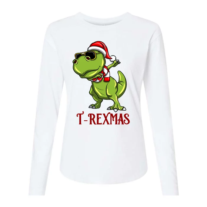 Trex Christmas Dino Womens Cotton Relaxed Long Sleeve T-Shirt