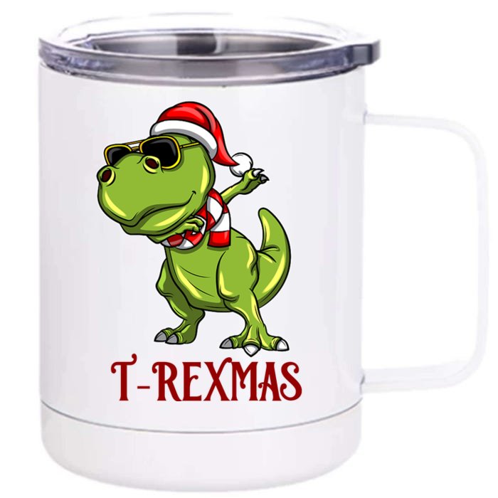 Trex Christmas Dino Front & Back 12oz Stainless Steel Tumbler Cup