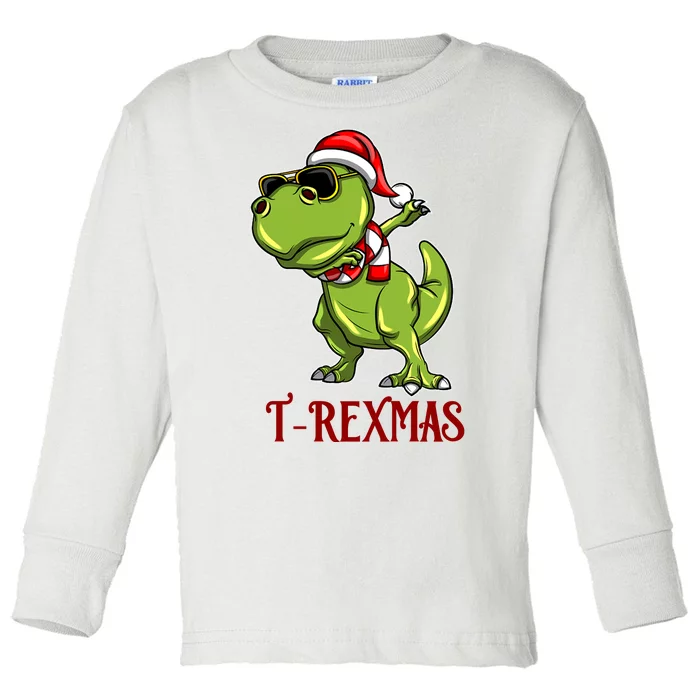 Trex Christmas Dino Toddler Long Sleeve Shirt