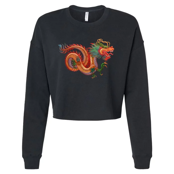 Traditional Chinese Dragon Art Cropped Pullover Crew