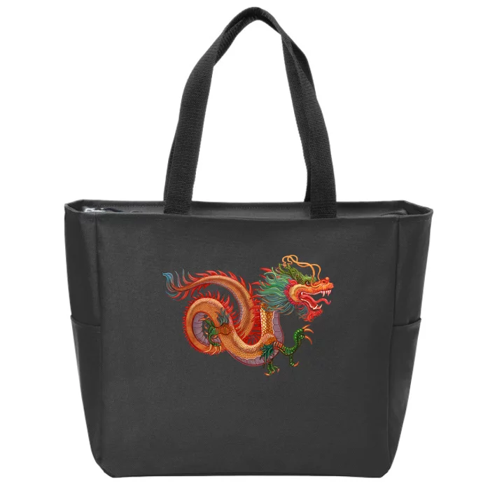 Traditional Chinese Dragon Art Zip Tote Bag