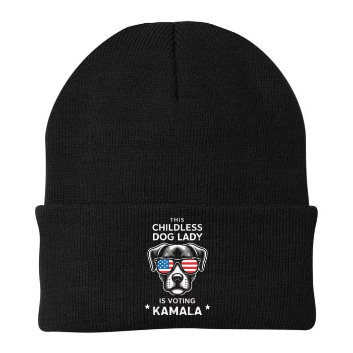 This Childless Dog Lady Is Voting Kamala Harris 2024 Knit Cap Winter Beanie