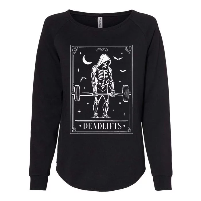 Tarot Card Deadlifts Skeleton Gym Spooky Season Halloween Womens California Wash Sweatshirt