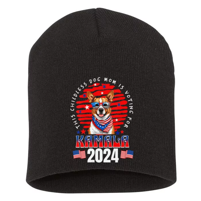 This Childless Dog Mom Is Voting For Kamala Harris 2024 Short Acrylic Beanie